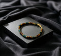 Collector’s Natural Gem Bracelet, Artisan Handcrafted Moss Agate Combined with Tiger Eye for Men